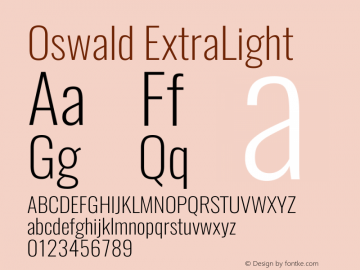 Oswald ExtraLight 3.0 Font Sample