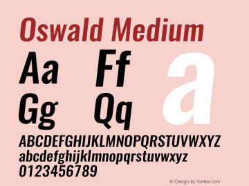 Oswald MediumItalic 3.0 Font Sample