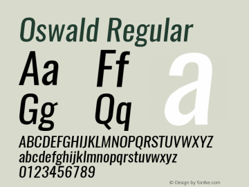 Oswald RegularItalic 3.0 Font Sample
