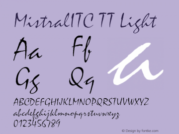 MistralITC TT Light v1.0 6/17/97 Font Sample