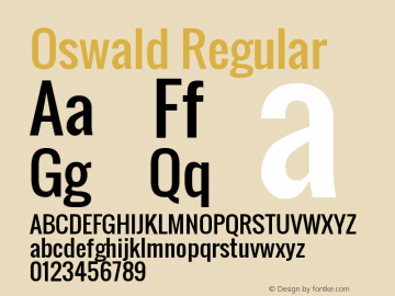 Oswald Regular Version 2.3 Font Sample