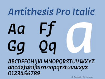 AntithesisPro-Italic Version 7.504; 2014; Build 1024 Font Sample