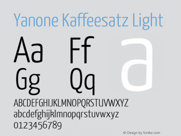 Yanone Kaffeesatz Light Regular Version 1.002图片样张