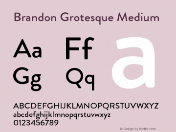 BrandonGrotesque-Medium Version 001.000 Font Sample