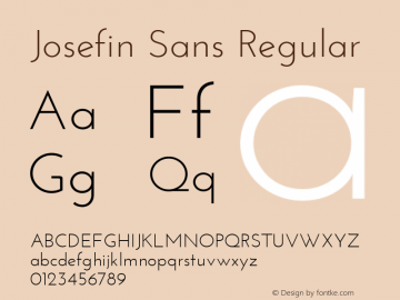 Josefin Sans Regular Version 1.0 Font Sample