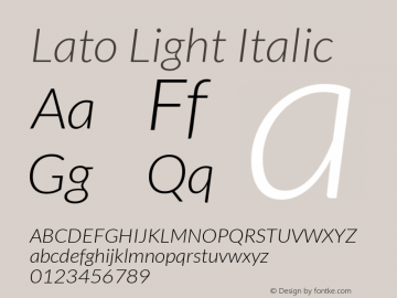 Lato Light Italic Version 1.104; Western+Polish opensource图片样张