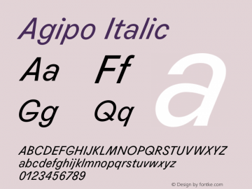 Agipo-Italic Version 1.000图片样张