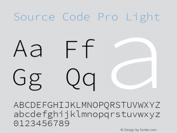 Source Code Pro Light Version 1.017;PS Version 1.000;hotconv 1.0.70;makeotf.lib2.5.5900 Font Sample