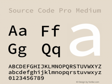 Source Code Pro Medium Version 1.017;PS 1.000;hotconv 1.0.70;makeotf.lib2.5.5900 Font Sample