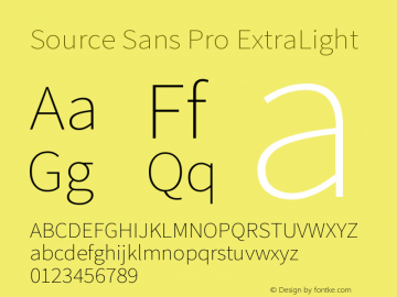 Source Sans Pro ExtraLight Version 1.050;PS 1.000;hotconv 1.0.70;makeotf.lib2.5.5900 Font Sample