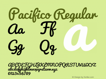 Pacifico Version 2.00 Font Sample