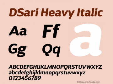 DSari-HeavyItalic 1.000; wf-x by Blackyblack Font Sample