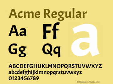 Acme Version 1.001 Font Sample