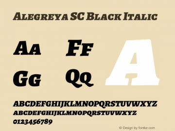 Alegreya SC Black Italic Version 1.003 Font Sample