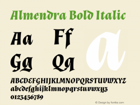 Almendra Bold Italic Version 1.003图片样张