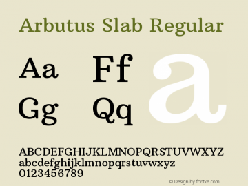 ArbutusSlab Version 1.001 Font Sample