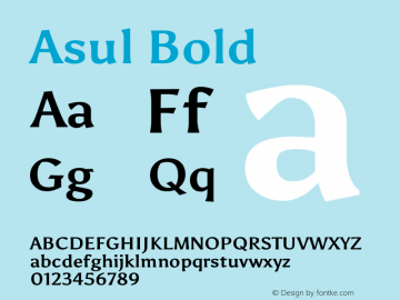 Asul Bold Version 1.001 Font Sample
