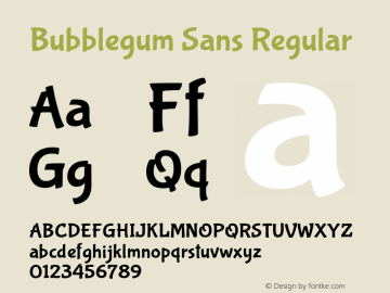 BubblegumSans-Regular Version 1.001图片样张