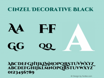 Cinzel Decorative Black Version 1.001;PS 001.001;hotconv 1.0.56;makeotf.lib2.0.21325 Font Sample