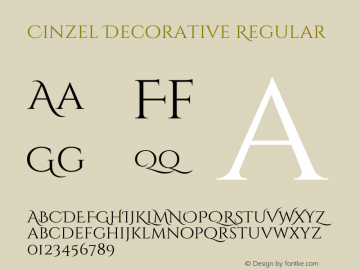 CinzelDecorative-Regular Version 1.001;PS 001.001;hotconv 1.0.56;makeotf.lib2.0.21325 Font Sample