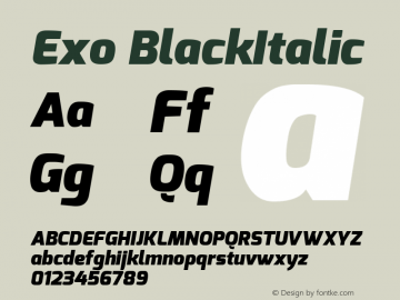 Exo Black Italic Version 1.00 Font Sample