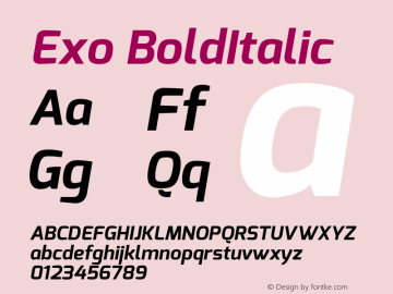 Exo Bold Italic Version 1.00 Font Sample