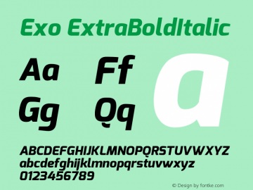 Exo ExtraBold Italic Version 1.00 Font Sample