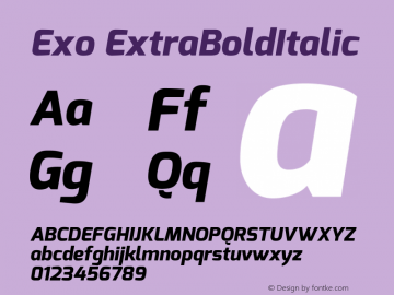 Exo ExtraBold Italic Version 1.00 Font Sample