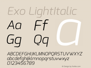 Exo Light Italic Version 1.00 Font Sample