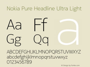 Nokia Pure Headline Ultra Light Version 3.000 Font Sample