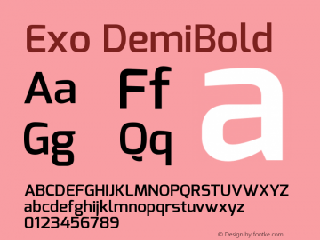 Exo DemiBold Version 1.00 Font Sample