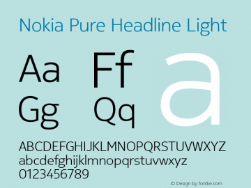 Nokia Pure Headline Light Version 3.000 Font Sample