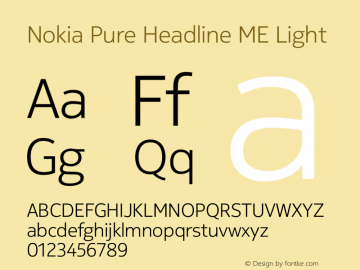 Nokia Pure Headline ME Light Version 1.170 Font Sample