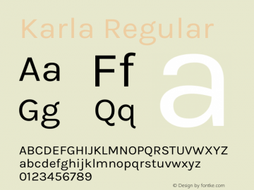 Karla Regular Version 1.000 Font Sample