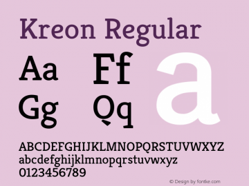 Kreon Regular Version 1.001 Font Sample