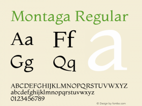Montaga Version 1.001 Font Sample