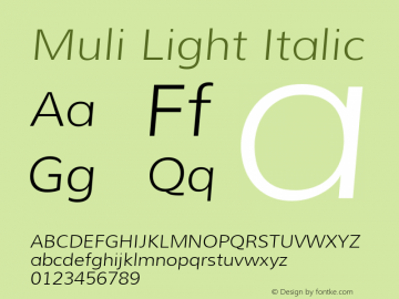 Muli Light Italic Version 1.000图片样张