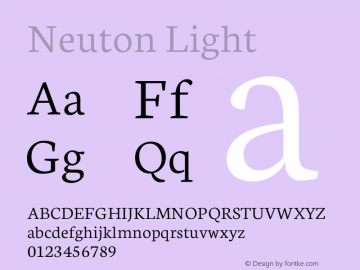 Neuton Light Version 1.42 Font Sample