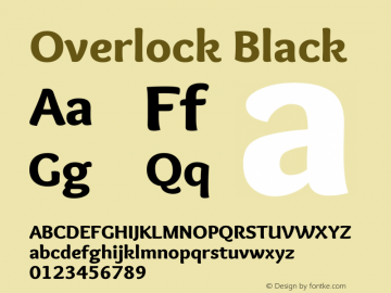 Overlock-Black Version 1.001 Font Sample