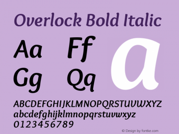 Overlock-BoldItalic Version 1.001 Font Sample