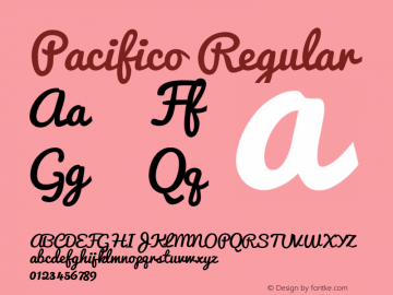 Pacifico Regular Version 1.000 Font Sample