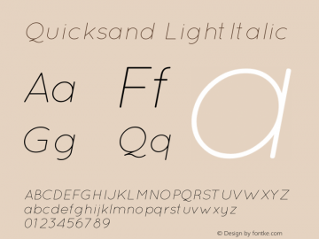 Quicksand Light Italic Version 001.001 Font Sample