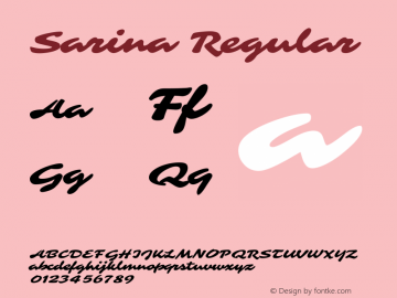 Sarina Version 1.001 Font Sample