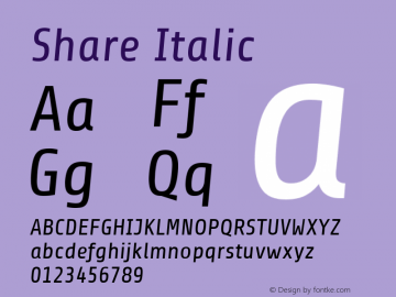 Share Italic Version 1.001 Font Sample