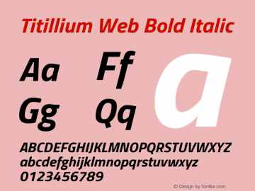 Titillium WebBold Italic Version 1.001;PS 57.000;hotconv 1.0.70;makeotf.lib2.5.55311图片样张