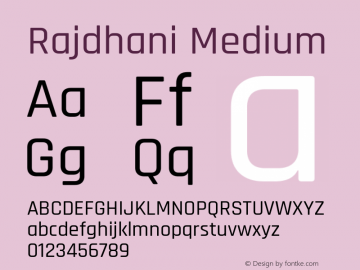 Rajdhani Medium Version 1.201;PS 1.0;hotconv 1.0.78;makeotf.lib2.5.61930; ttfautohint (v1.1) -l 7 -r 28 -G 50 -x 13 -D latn -f deva -w G图片样张
