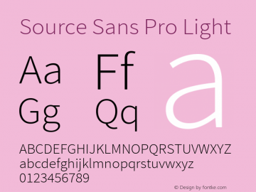 Source Sans Pro Light Regular Version 1.050;PS 1.000;hotconv 1.0.70;makeotf.lib2.5.5900 Font Sample