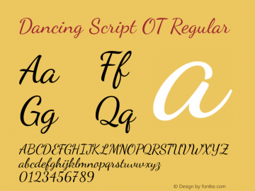 Dancing Script OT Regular Version 1.000 Font Sample