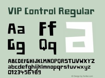 VIP Control Version 1.00 September 11, 2014, initial release Font Sample