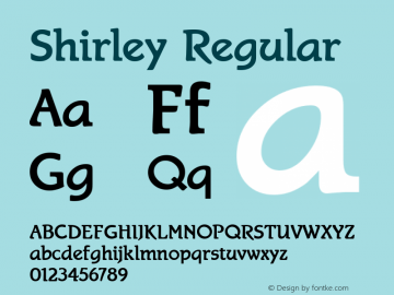 Shirley Regular Altsys Fontographer 3.5  14.09.1994 Font Sample